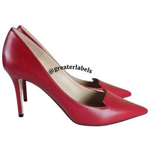 Jimmy Choo Alia Red Leather Pumps Pointy Toes Size 37.5